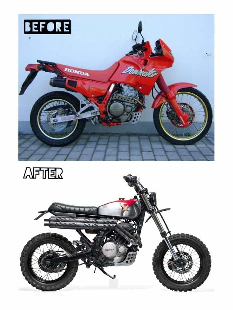 Honda NX650 Dominator Retro Scrambler Prima e Dopo